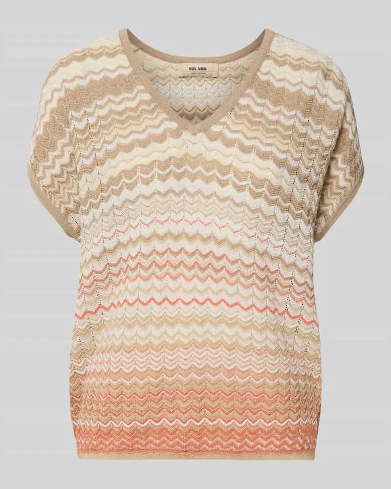 Mos Mosh Strickshirt mit V-Ausschnitt und Kappärmeln Modell 'Shani Offwhite