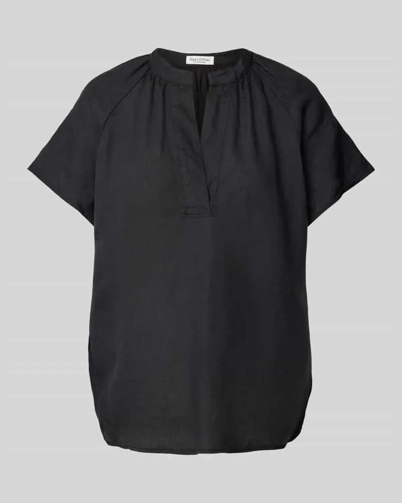 Marc O'Polo Blusenshirt aus Leinen in unifarbenem Design Black