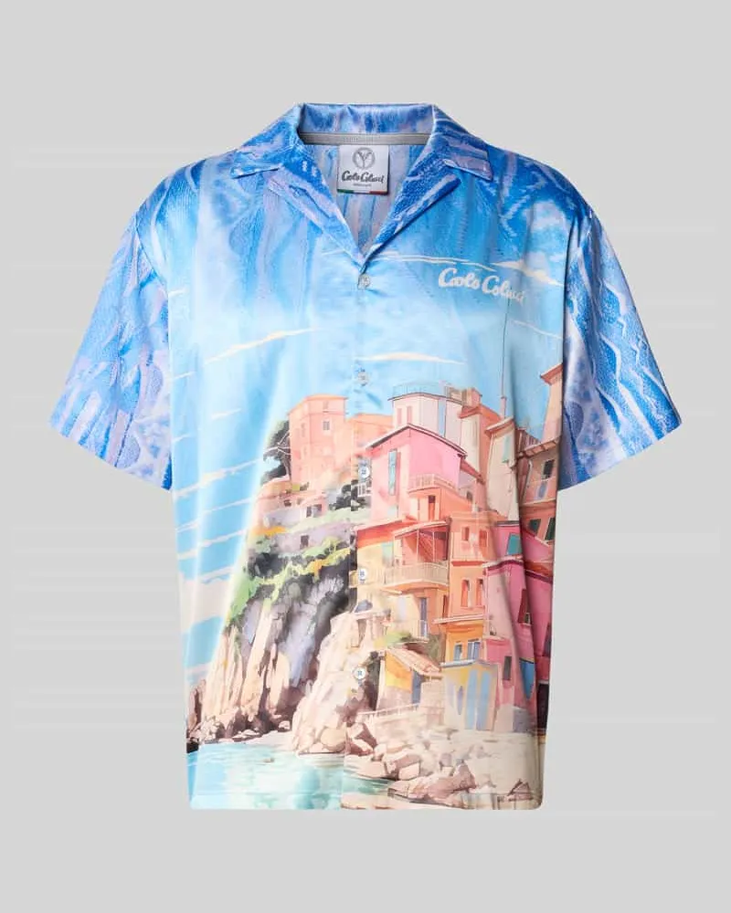 Carlo Colucci Oversized Freizeithemd mit Knopfleiste Multi