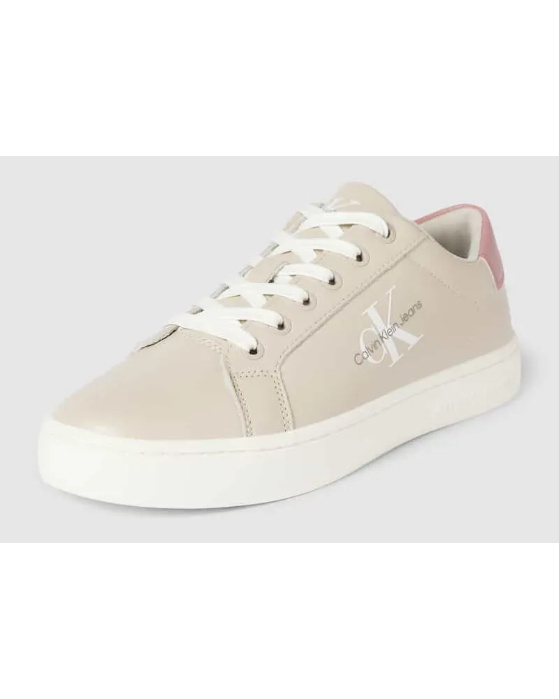 Calvin Klein Sneaker mit Label-Print Beige