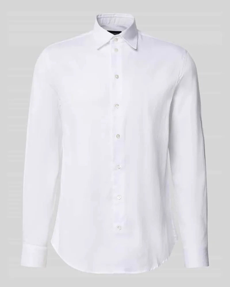 Emporio Armani Slim Fit Business-Hemd aus reiner Baumwolle Weiss