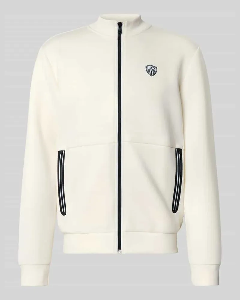 EA7 Regular Fit Sweatjacke mit Viskose-Anteil Modell 'Train Offwhite