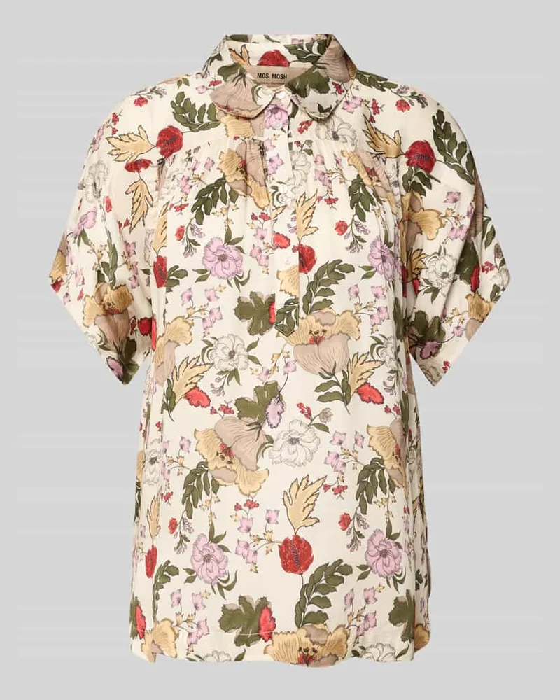 Mos Mosh Bluse aus Viskose mit kurzer Knopfleiste Modell 'Winie Flowwi Offwhite