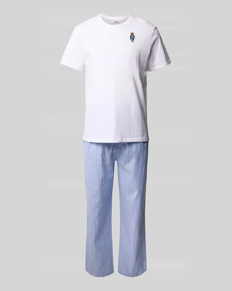 Ralph Lauren Pyjama mit Motiv-Stitching Hellblau
