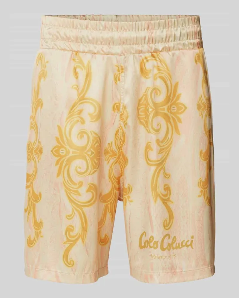 Carlo Colucci Regular Fit Sweatshorts mit Allover-Muster Gold