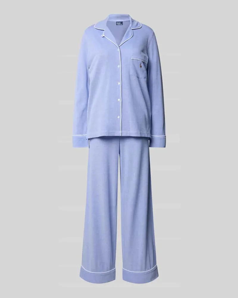 Ralph Lauren Pyjama mit Logo-Stitchings Modell 'OXFORD Madison Blau