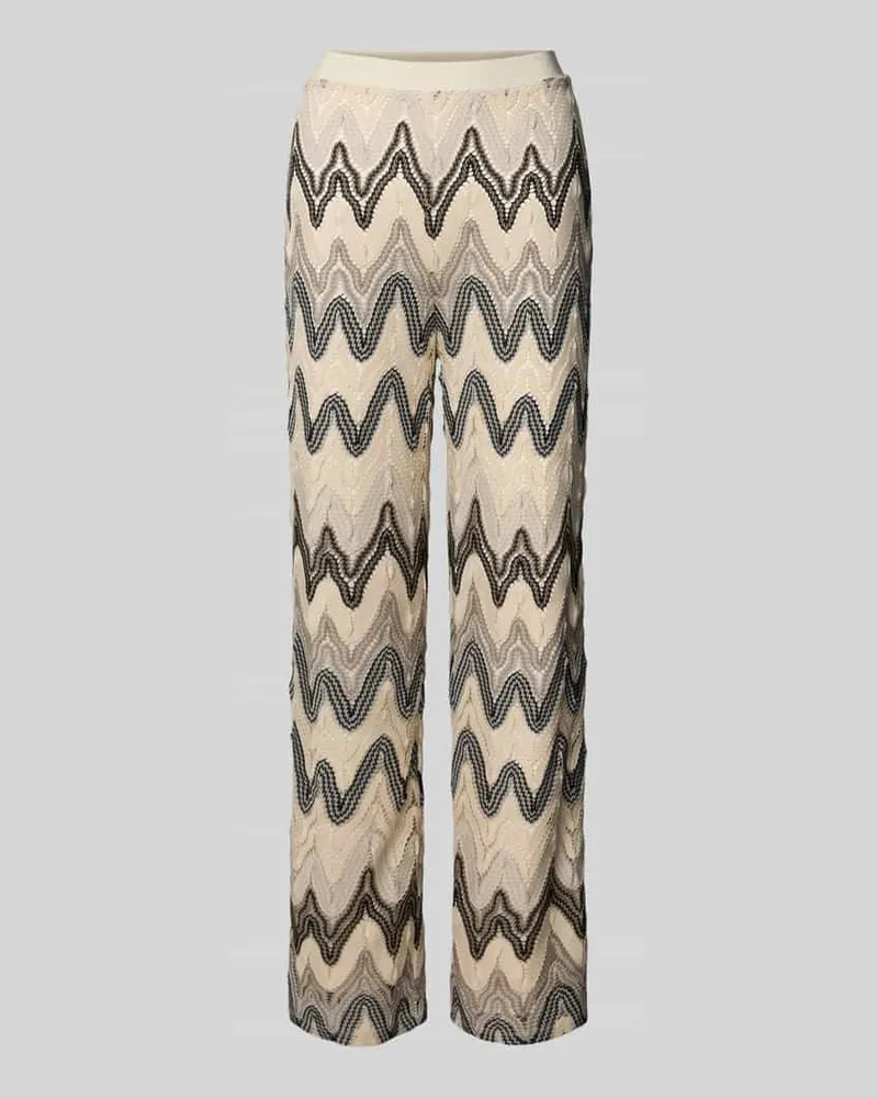 S.Oliver Wide Leg Weite Hose mit Allover-Muster Offwhite