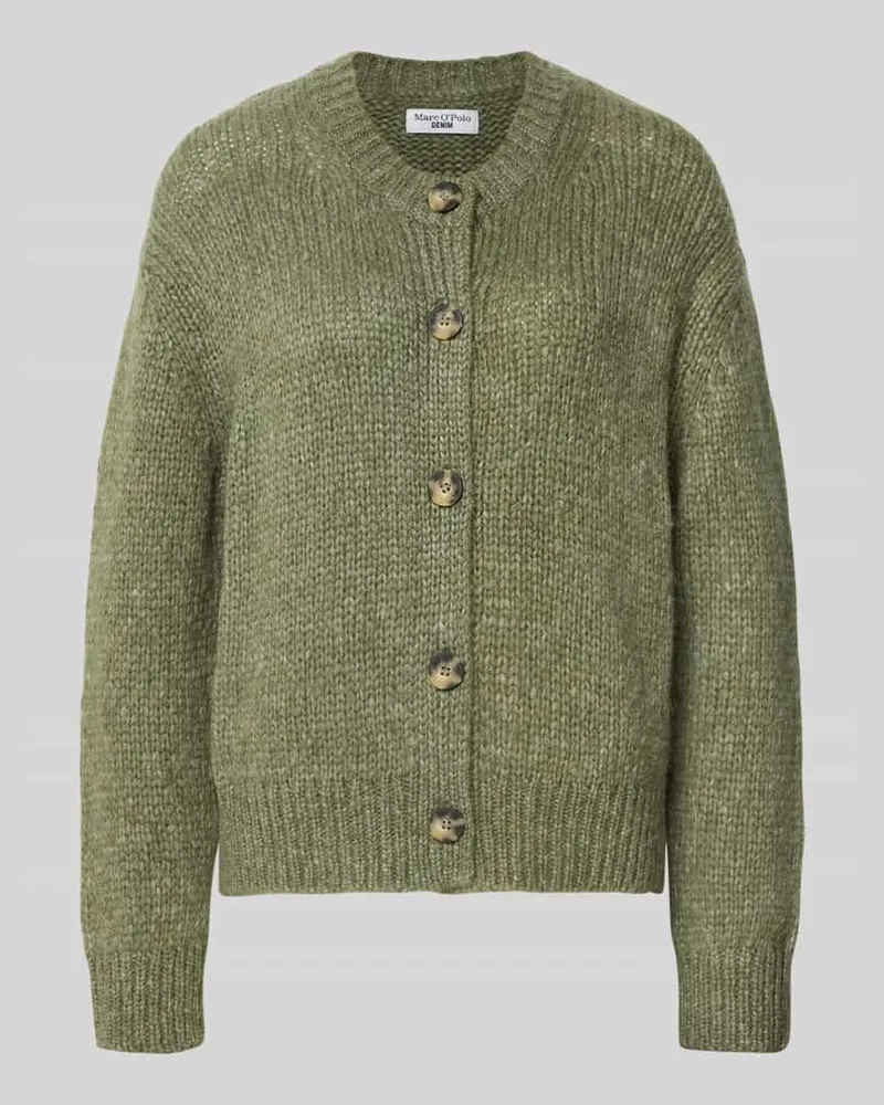 Marc O'Polo Relaxed Fit Strickjacke aus Schurwoll-Mix Khaki