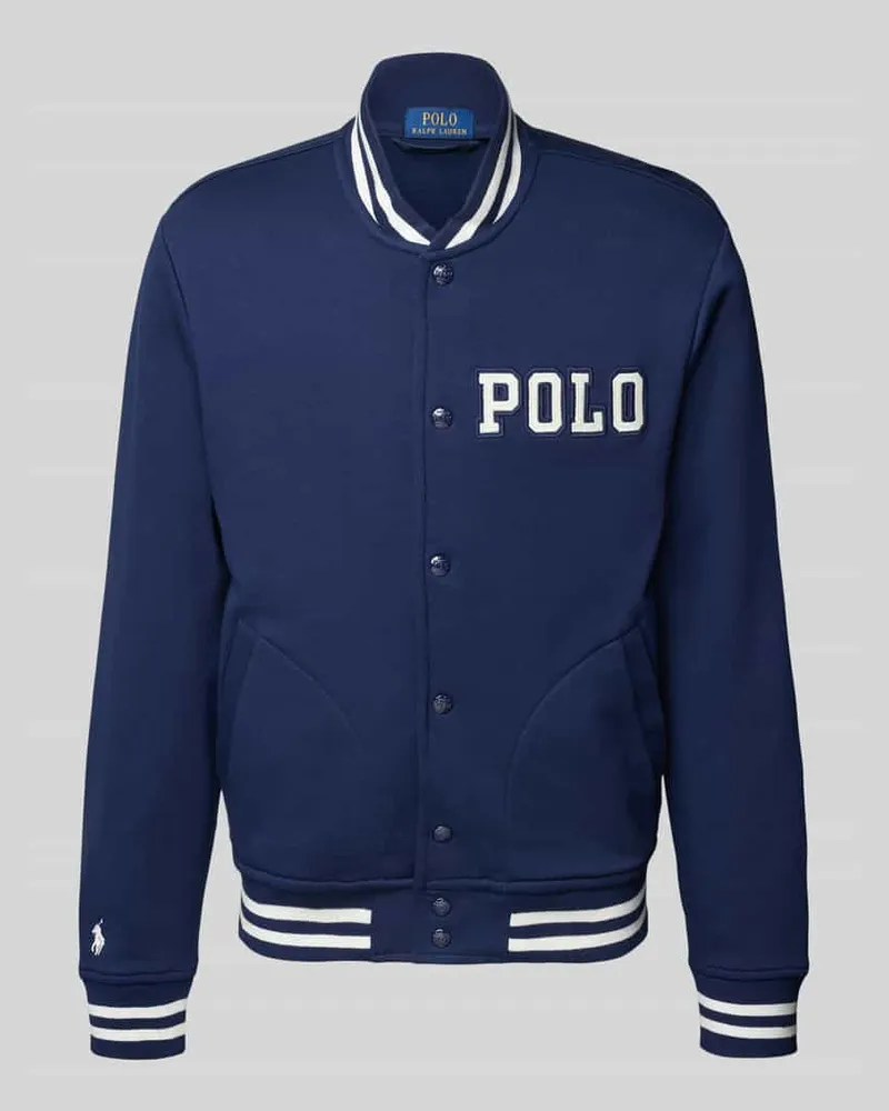 Ralph Lauren College-Jacke mit Label-Stitching und Eingrifftaschen Marine
