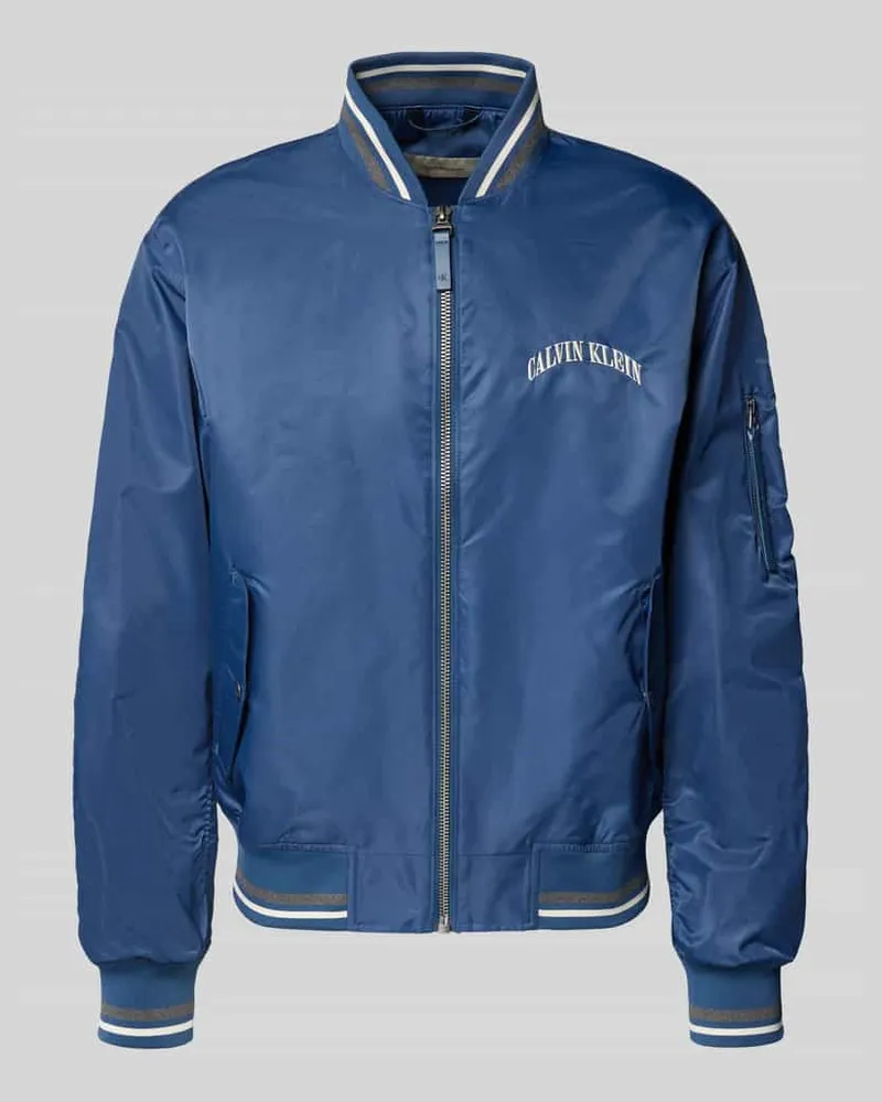Calvin Klein Regular Fit College-Jacke mit Label Stitching Marine