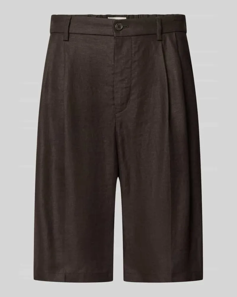 Drykorn Leinenshorts aus reinen Leinen Dunkelbraun
