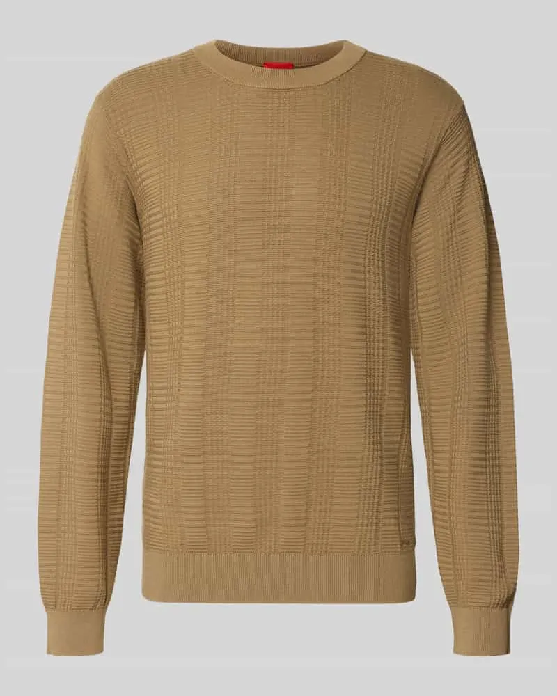 HUGO BOSS Regular Fit Pullover aus reiner Baumwolle Modell 'Simoh Beige