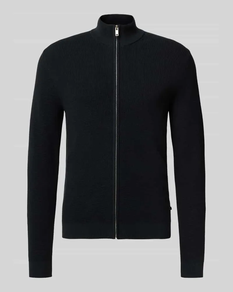 Matinique Slim Fit Strickjacke mit Stehkragen Modell 'Alagoon Black