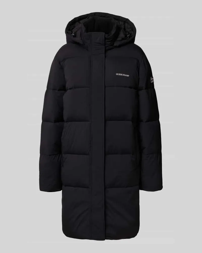 Guess Steppmantel mit Kapuze und Logo Black