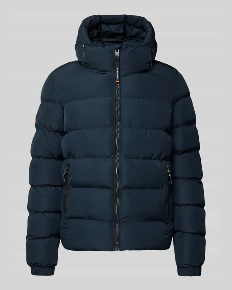 Superdry. Steppjacke mit Kapuze und seitlichen Reißverschlusstaschen Marine