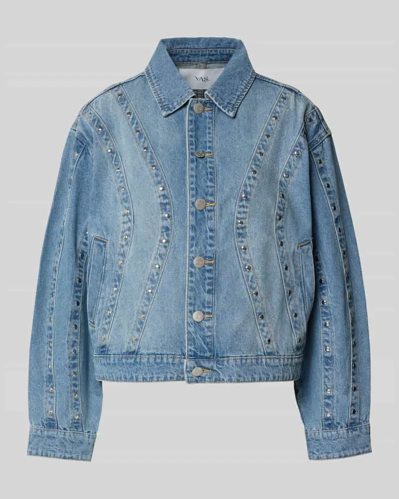 Y.A.S Jeansjacke mit Nieten und Eingrifftaschen Modell 'CLIO Jeansblau