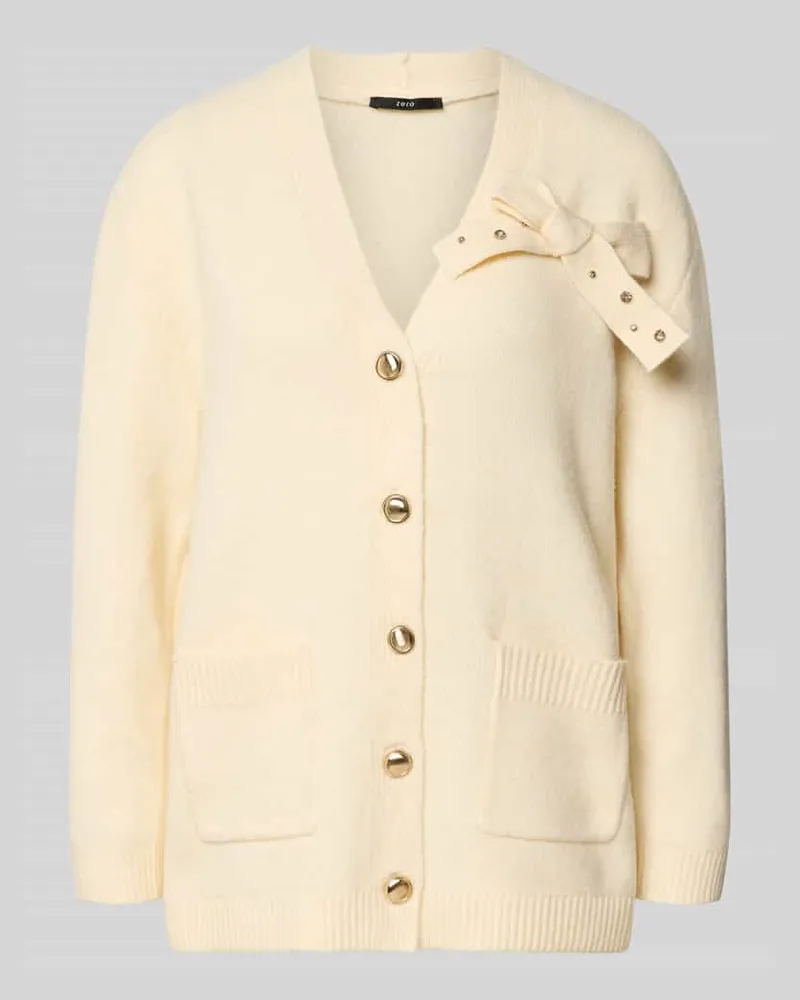 ZERO Strickjacke mit Knopfleiste Ecru