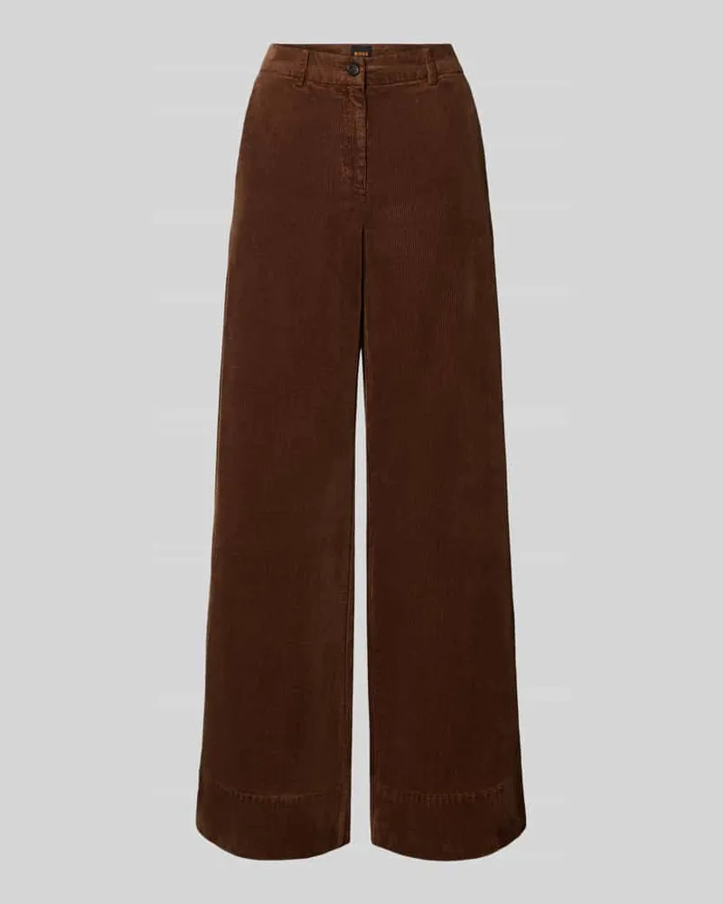 HUGO BOSS Cordhose mit weitem Bein Mittelbraun