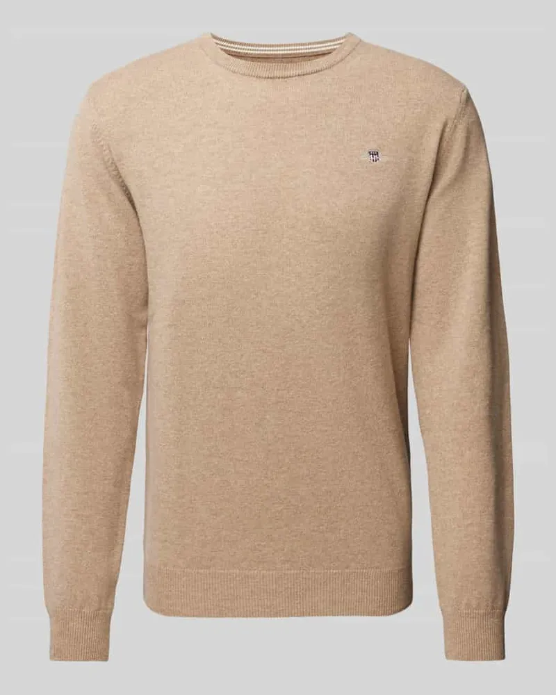 Gant Strickpullover aus Wolle mit Rundhalsausschnitt Sand