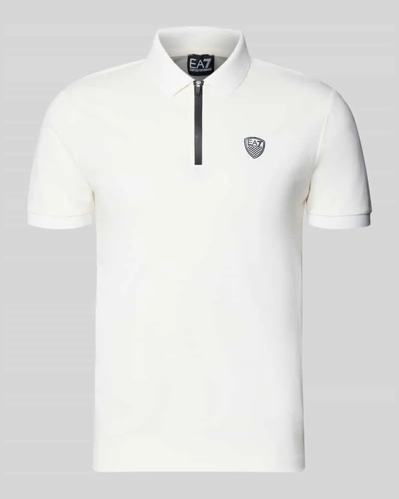 EA7 Slim Fit Poloshirt aus Viskose-Mix Offwhite