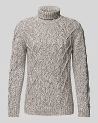 Ragman Rollkragenpullover mit Zopfmuster Silber