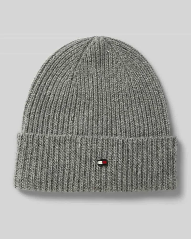 Tommy Hilfiger Beanie aus reinem Kaschmir Hellgrau