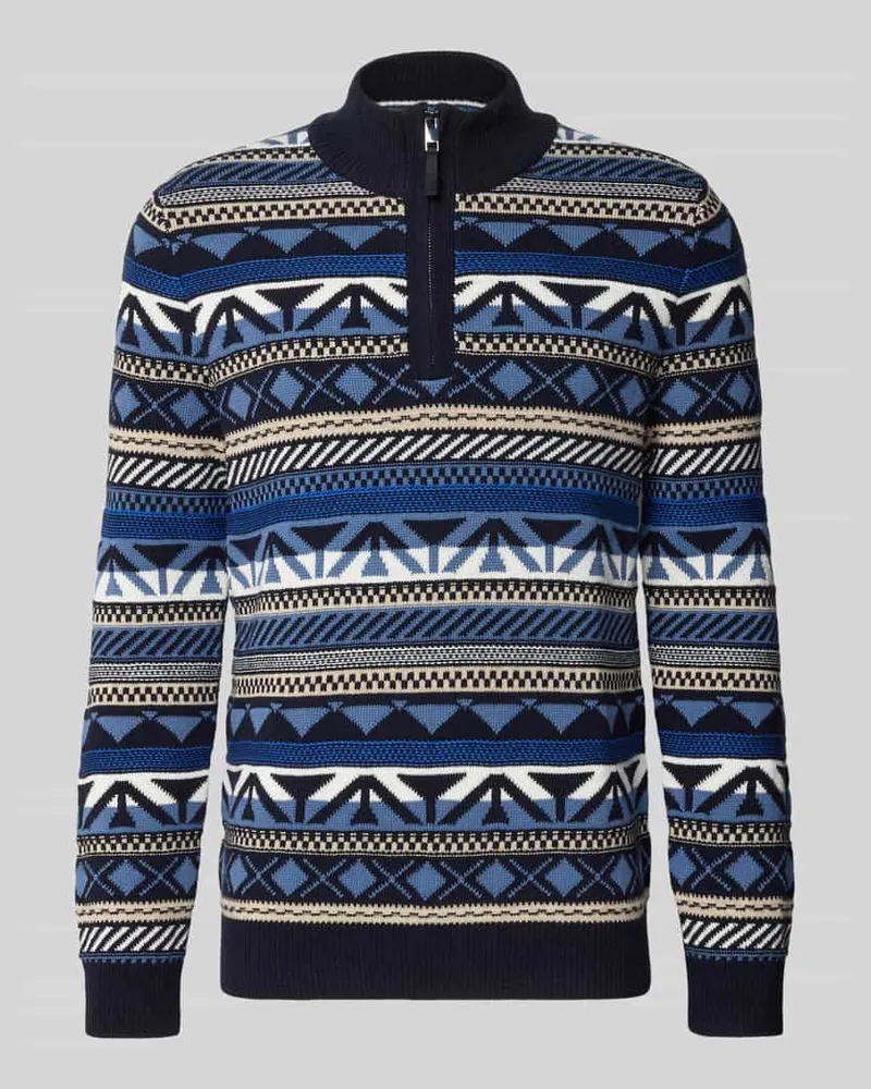 Olymp Strickpullover mit Stehkragen Marine