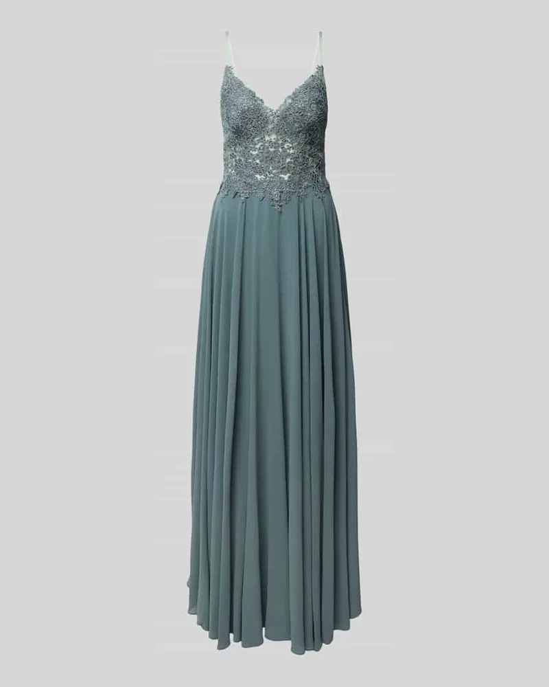 Mascara Abendkleid mit Spitzenbesatz Schilf