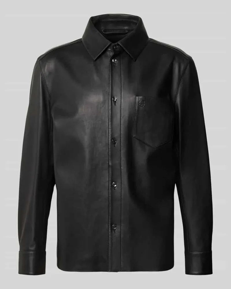HUGO BOSS Regular Fit Lederjacke aus echtem Lammleder Modell 'C-MOVITZ Black