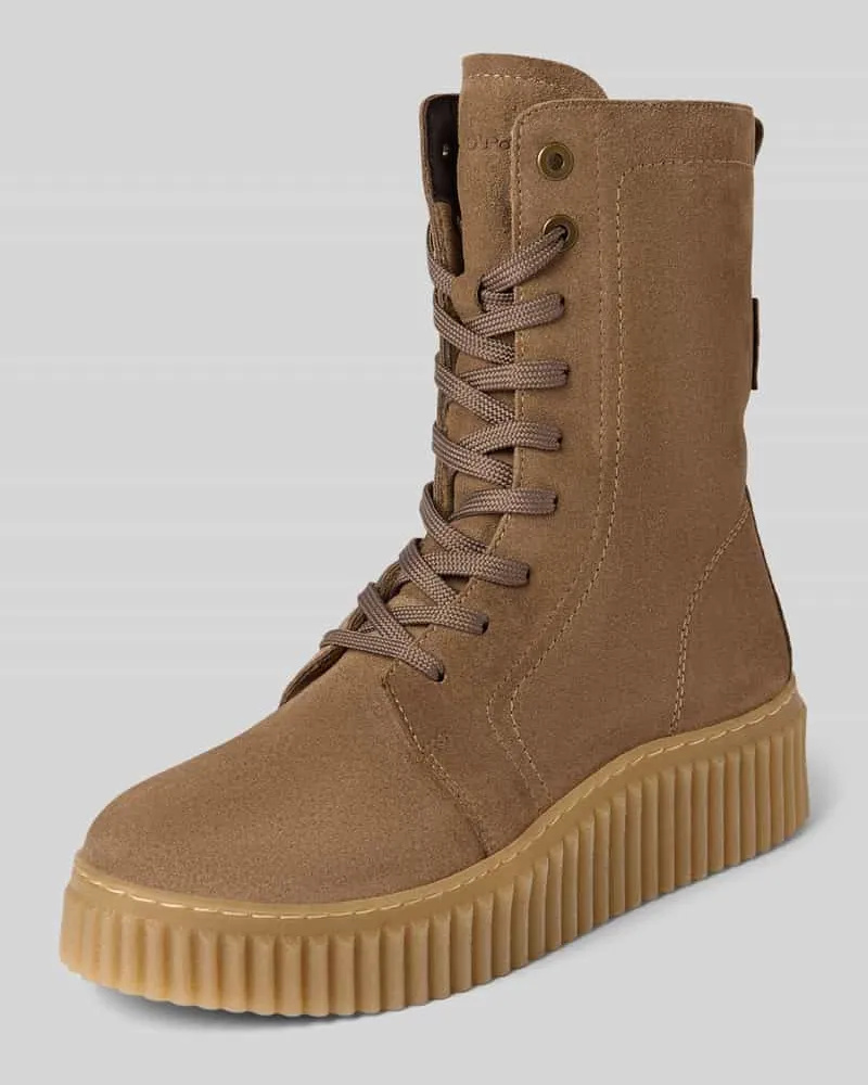 Marc O'Polo Schnürstiefel aus Veloursleder Modell 'BIANCA Taupe