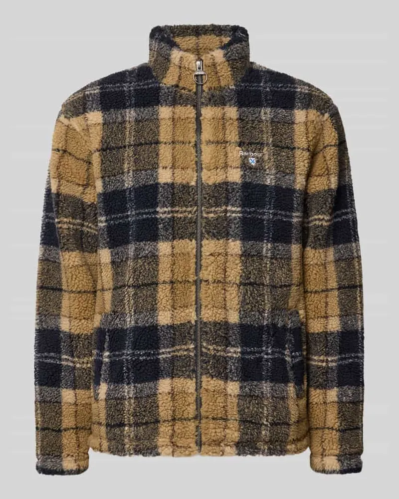 Barbour Regular Fit Fleecejacke mit Allover-Muster Beige