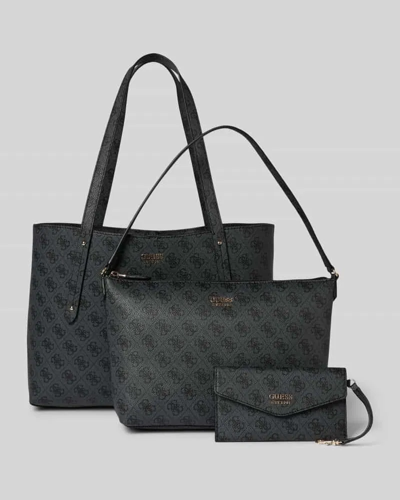 Guess Handtasche mit Label-Applikation Modell 'BRENTON TOTE Anthrazit