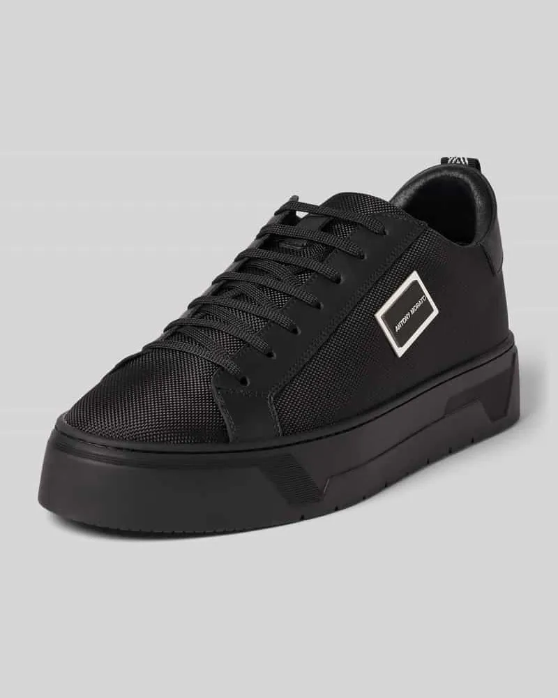 Antony Morato Ledersneaker mit Label-Patch Black