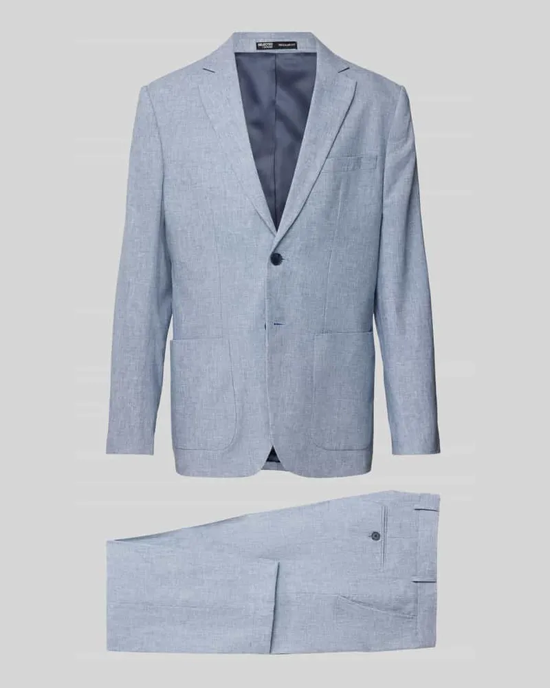 Selected Homme Regular Fit Anzug aus Leinen-Baumwoll-Mix Modell 'ANTON Hellblau