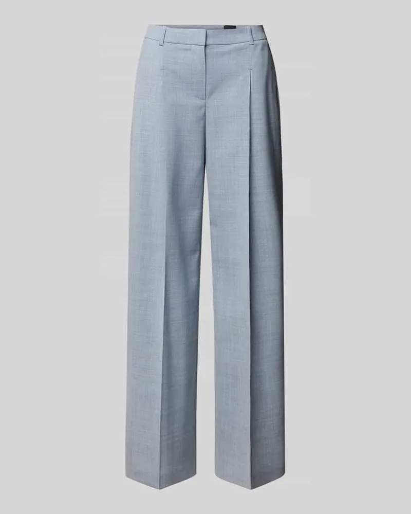 HUGO BOSS Wide Leg Bundfaltenhose aus reiner Schurwolle Modell 'TIANA4 Hellblau