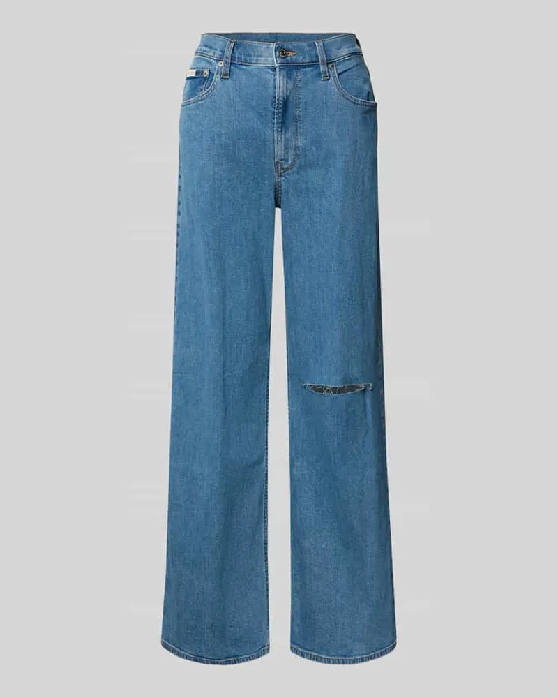 Calvin Klein Ultra High Wide Leg Jeans im Destroyed-Look Blau
