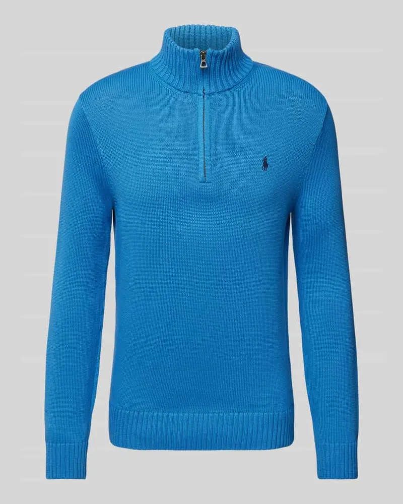 Ralph Lauren Strickpullover mit Troyer-Kragen Jeansblau