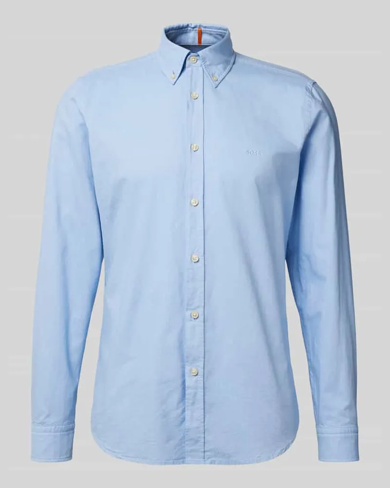 HUGO BOSS Regular Fit Business-Hemd mit Button-Down-Kragen Modell 'Rickert Hellblau