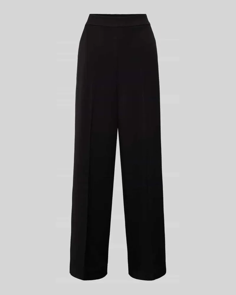 Selected Stoffhose mit weitem Bein und elastischem Bund Black