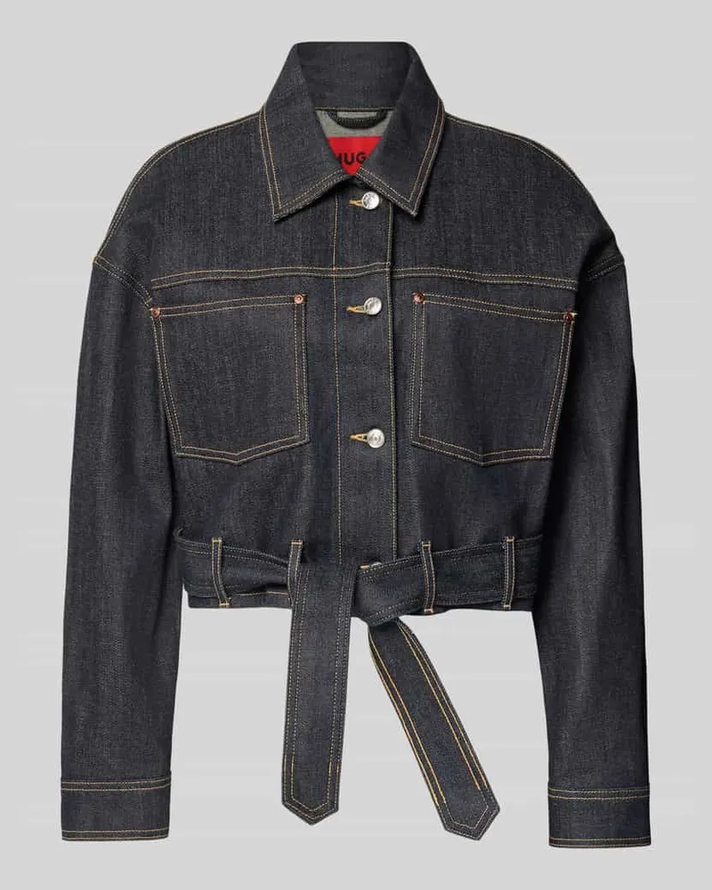 HUGO BOSS Oversized Jeansjacke aus Baumwoll-Mix Modell 'GALATA Dunkelblau