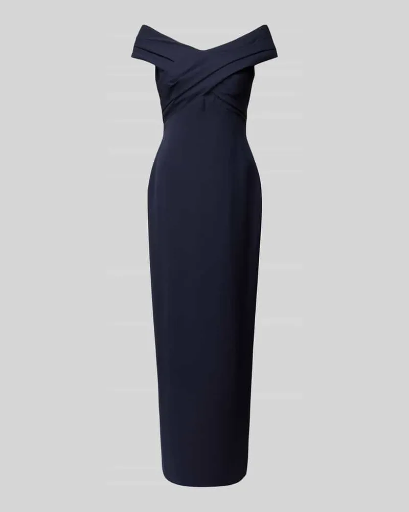 Ralph Lauren Abendkleid mit Gehschlitz Modell 'IRENE Dunkelblau