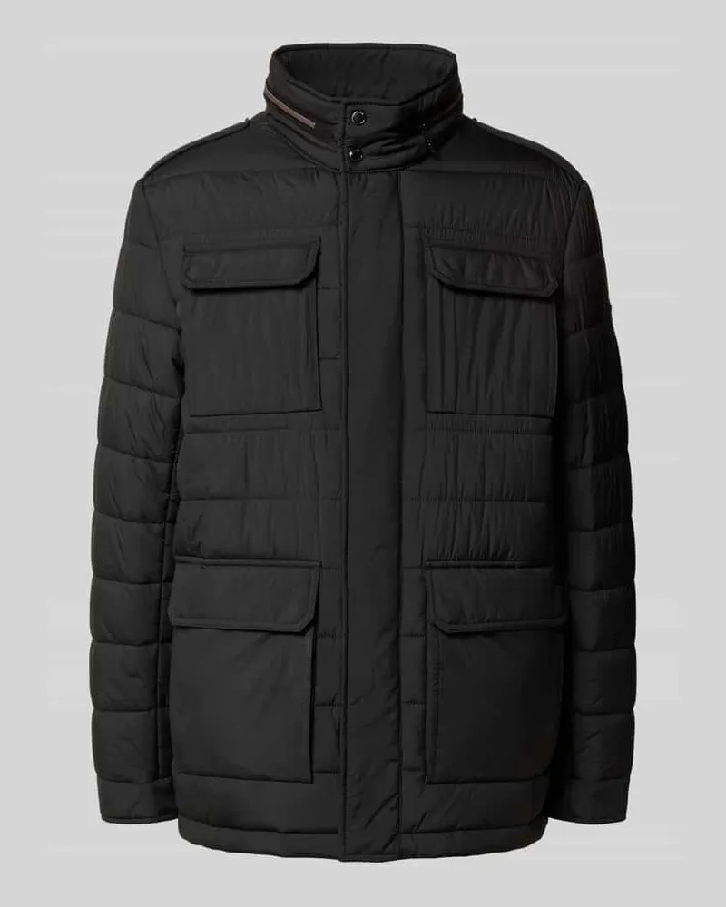 Bugatti Steppjacke mit Stehkragen und Pattentaschen Black