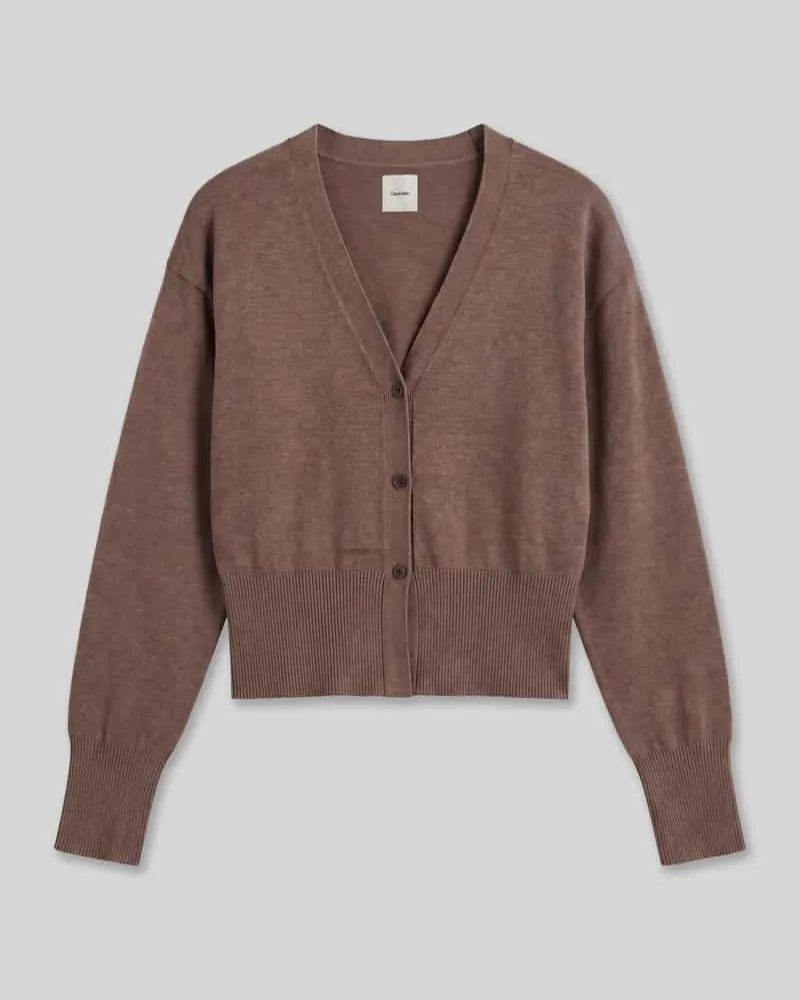 Calvin Klein Regular Fit Strickjacke aus Viskose-Mix Mittelbraun