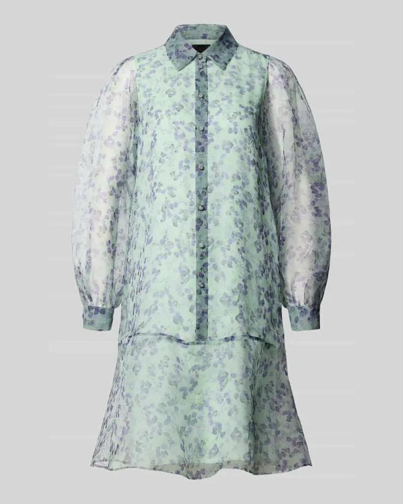 Marc Cain Knielanges Kleid aus Seide mit Knopfleiste Gruen