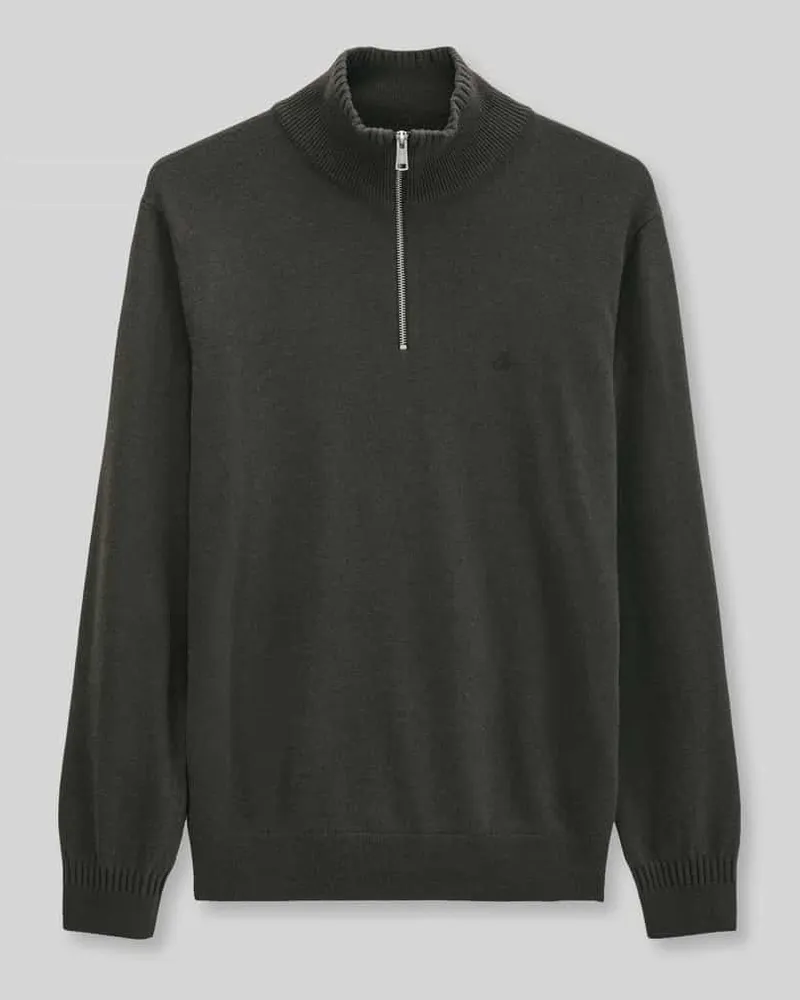 Marc O'Polo Regular Fit Troyer aus Baumwoll-Schurwoll-Mix Dunkelbraun