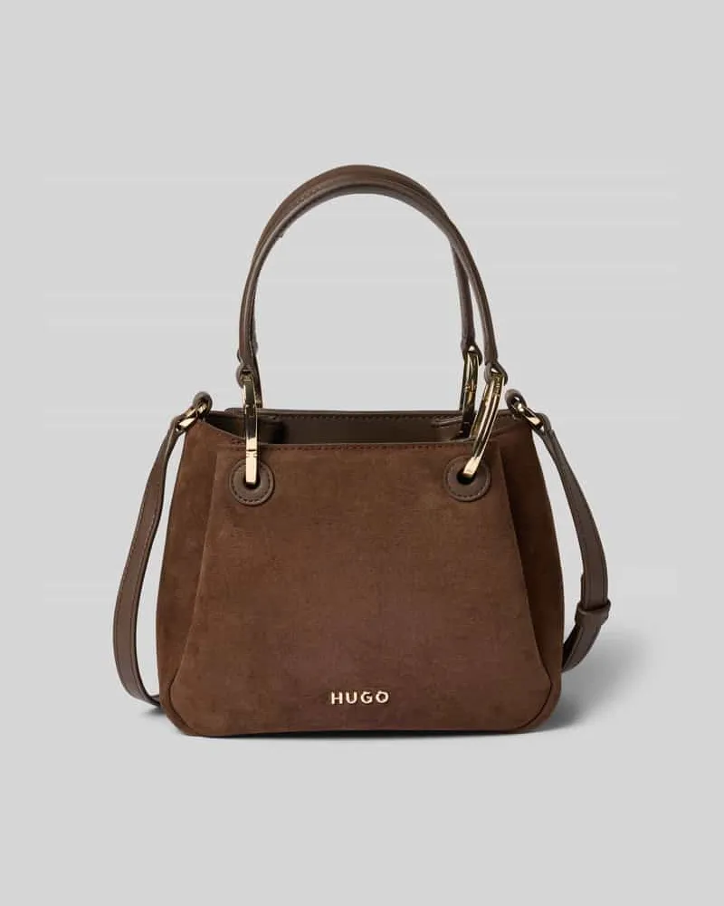 HUGO BOSS Henkeltasche mit Leder-Anteil Modell 'Orin 2.0 S_Tote Mini Dunkelbraun