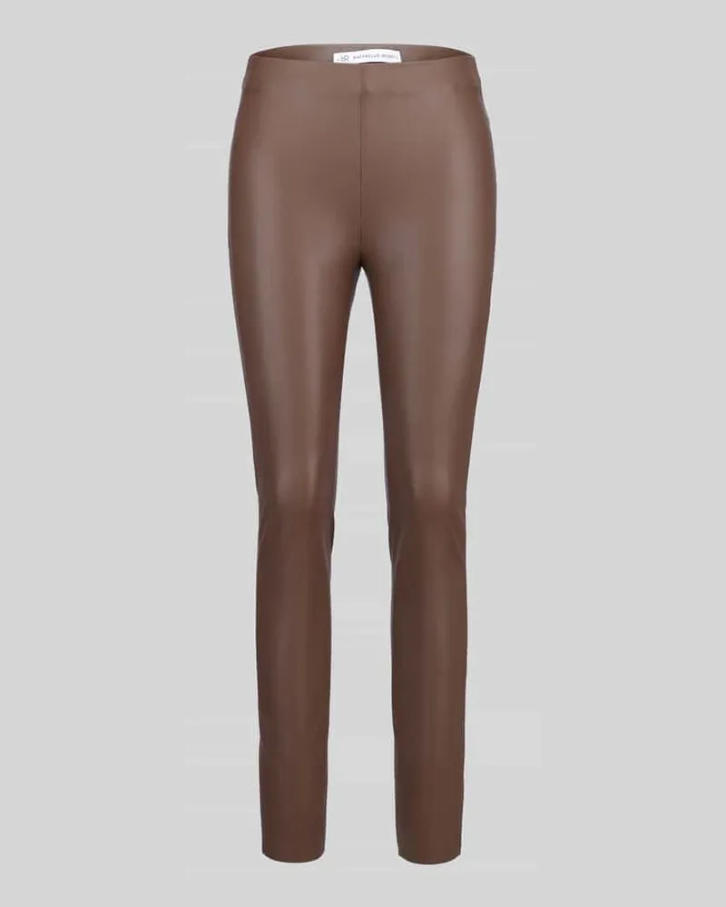 RAFFAELLO ROSSI  Slim Fit Kunstlederhose aus Viskose-Mix Modell 'RESA Taupe