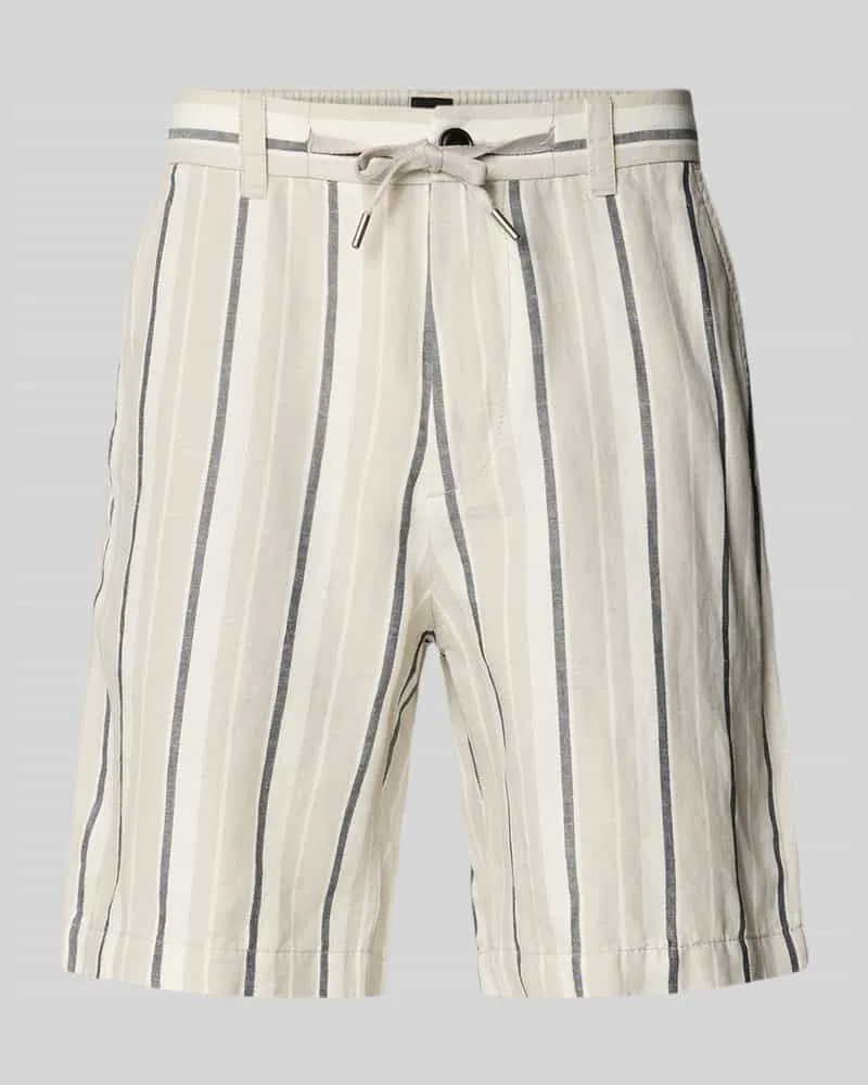 HUGO BOSS Straight Leg Chinoshorts Leinen-Baumwoll-Mix Modell 'CHINO_ST_SHORTS_2 Sand