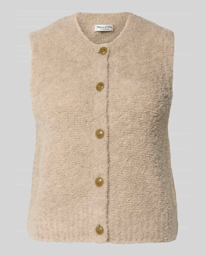 Marc O'Polo Regular Fit Strickweste aus Woll-Mix mit Alpaka-Anteil Stein