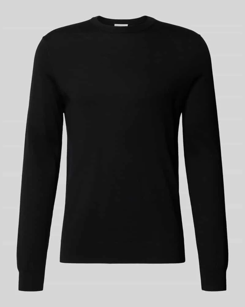 Profuomo Regular Fit Strickpullover aus reiner Wolle Black